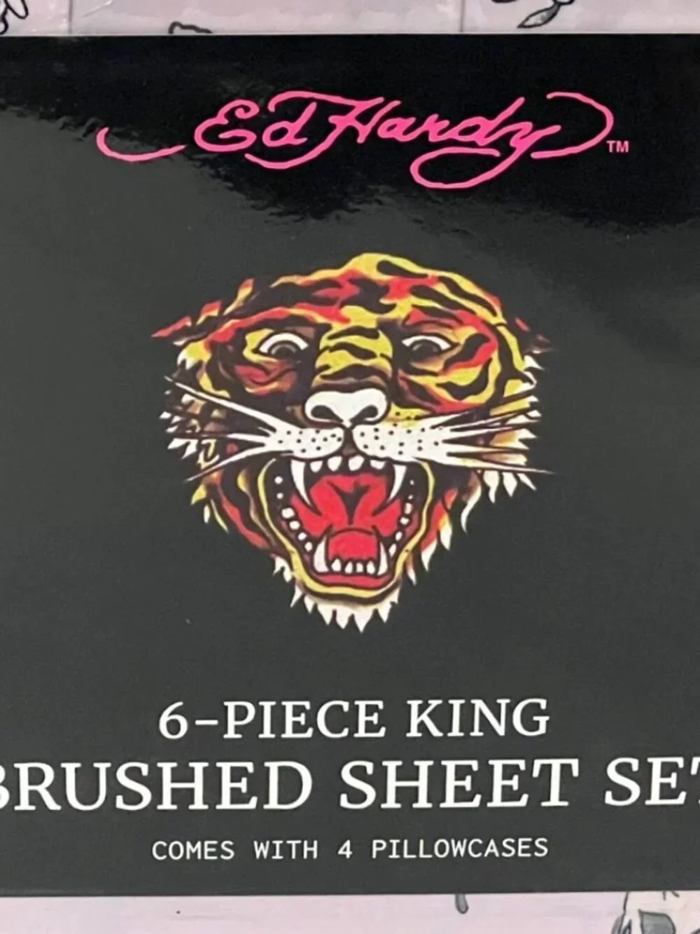 ED HARDY KING Sheet Set 6pc New Tattoo Skull Butterfly Goth Y2K Grunge Lavender